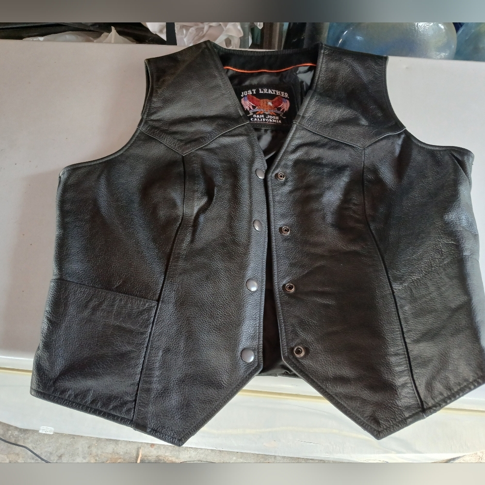 Just Leathers San Jose Womans Leather Vest Blk/Large - Picture 2 of 5